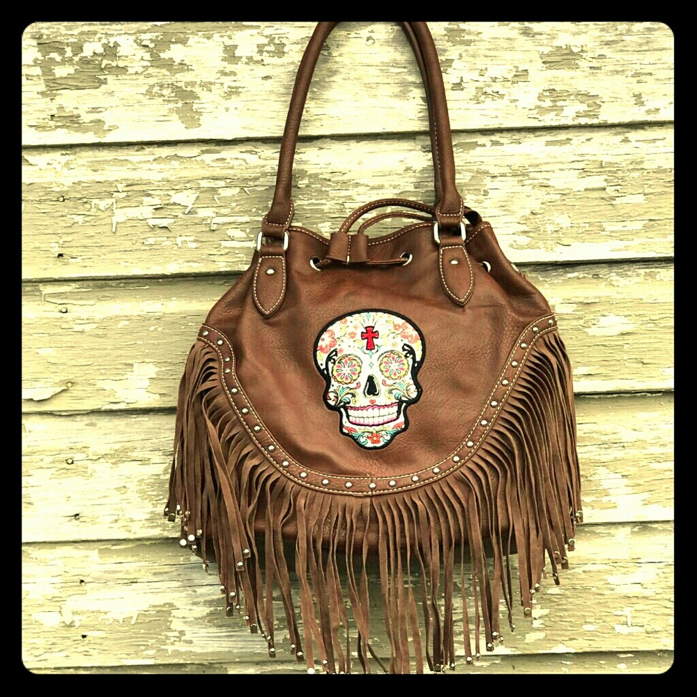 Sugarskull Fringed Handbag